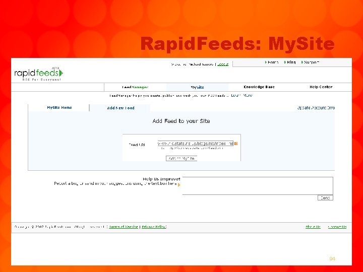 Rapid. Feeds: My. Site 94 