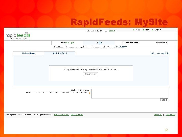 Rapid. Feeds: My. Site 95 