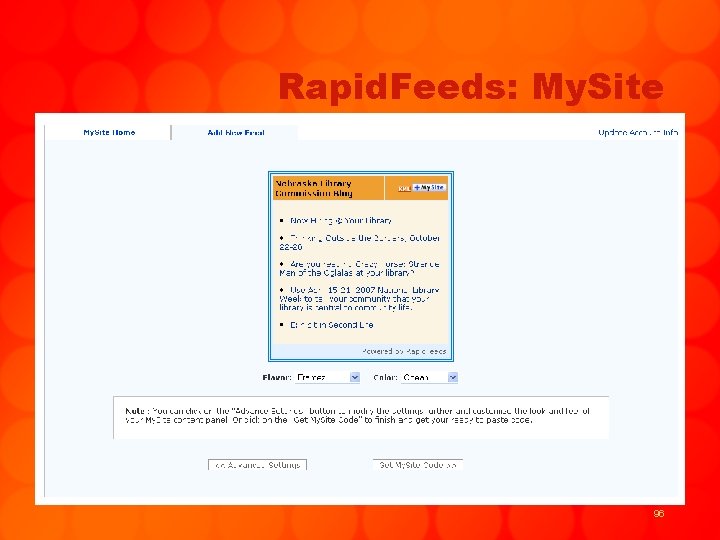 Rapid. Feeds: My. Site 96 