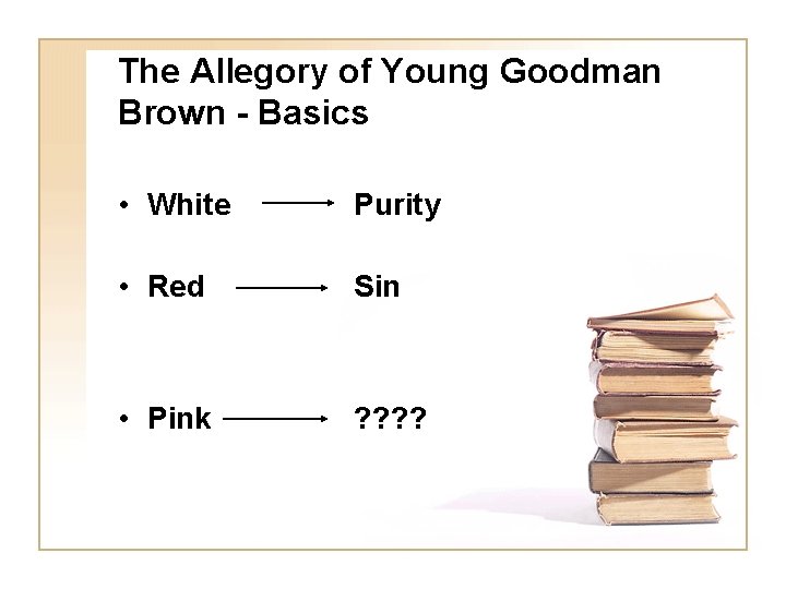 The Allegory of Young Goodman Brown - Basics • White Purity • Red Sin