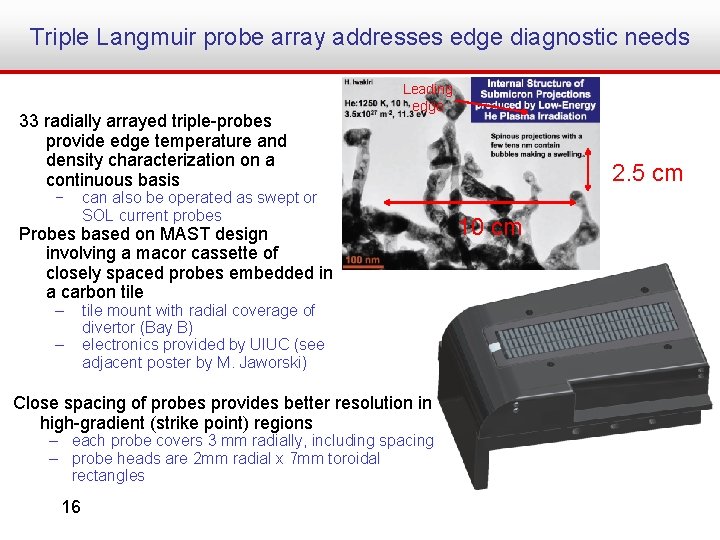 Triple Langmuir probe array addresses edge diagnostic needs 33 radially arrayed triple-probes provide edge