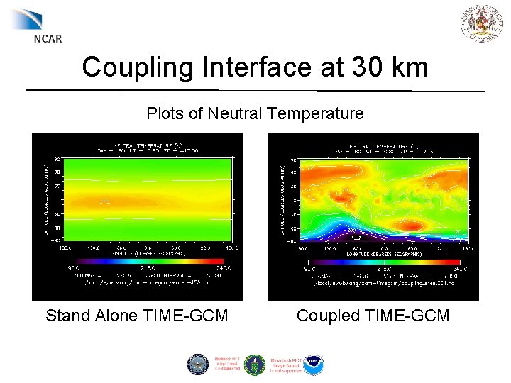 Coupling Interface at 30 km Plots of Neutral Temperature Stand Alone TIME-GCM Coupled TIME-GCM