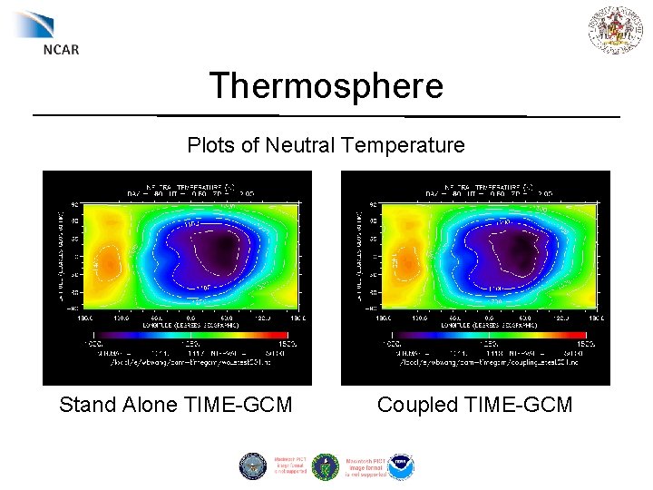 Thermosphere Plots of Neutral Temperature Stand Alone TIME-GCM Coupled TIME-GCM 