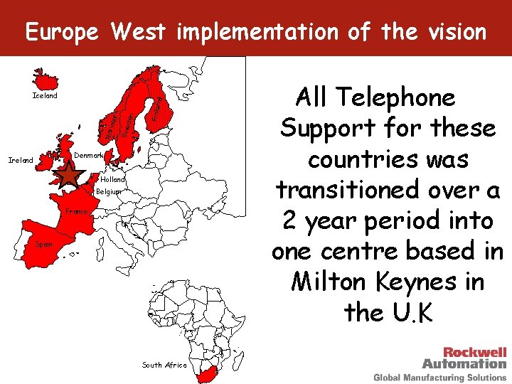 Europe West implementation of the vision Finla den Swe Nor way nd Iceland Denmark