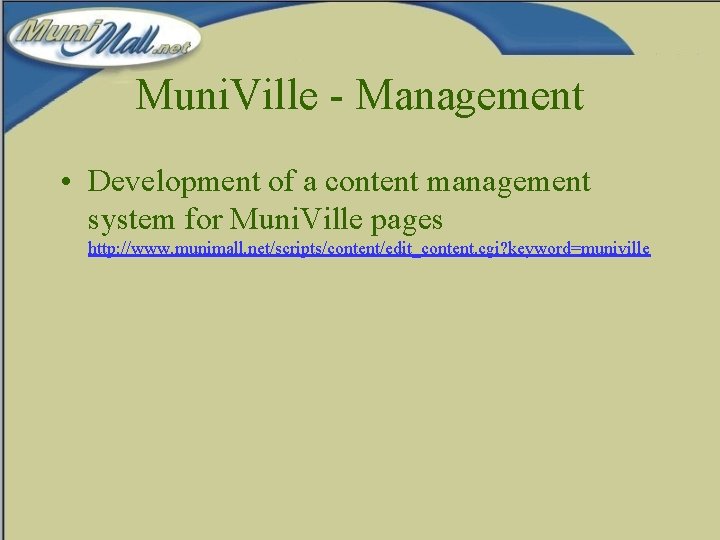 Muni. Ville - Management • Development of a content management system for Muni. Ville