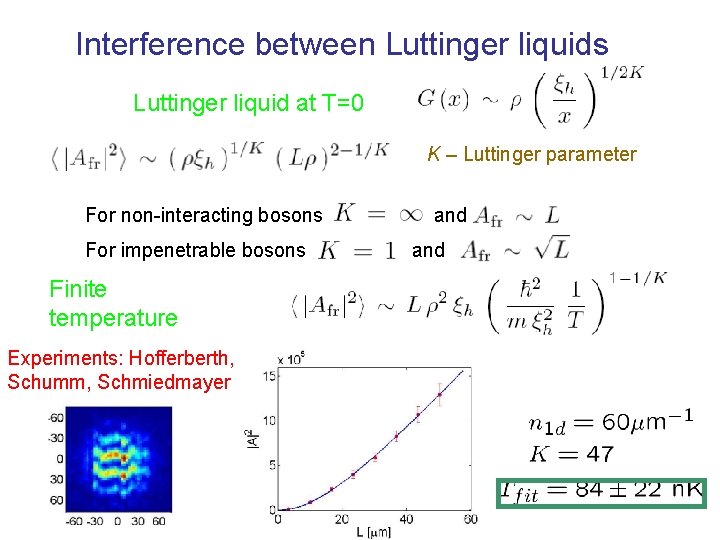 Interference between Luttinger liquids Luttinger liquid at T=0 K – Luttinger parameter For non-interacting