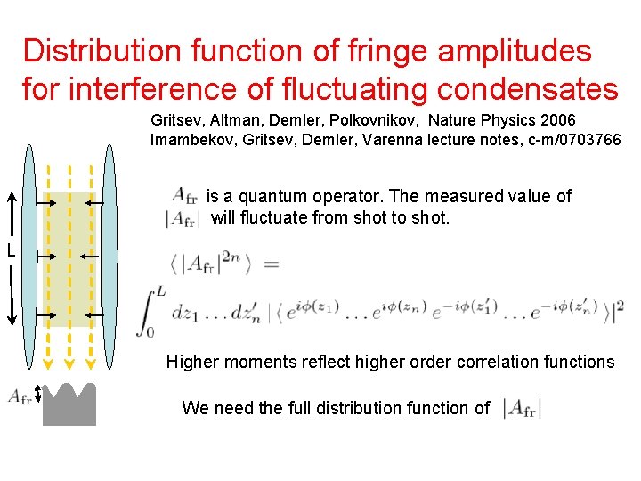 Distribution function of fringe amplitudes for interference of fluctuating condensates Gritsev, Altman, Demler, Polkovnikov,