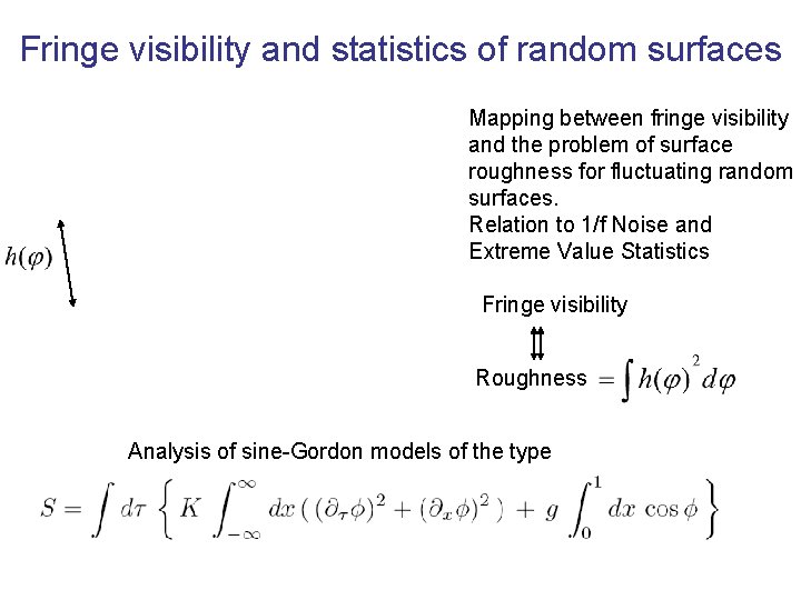 Fringe visibility and statistics of random surfaces Mapping between fringe visibility and the problem
