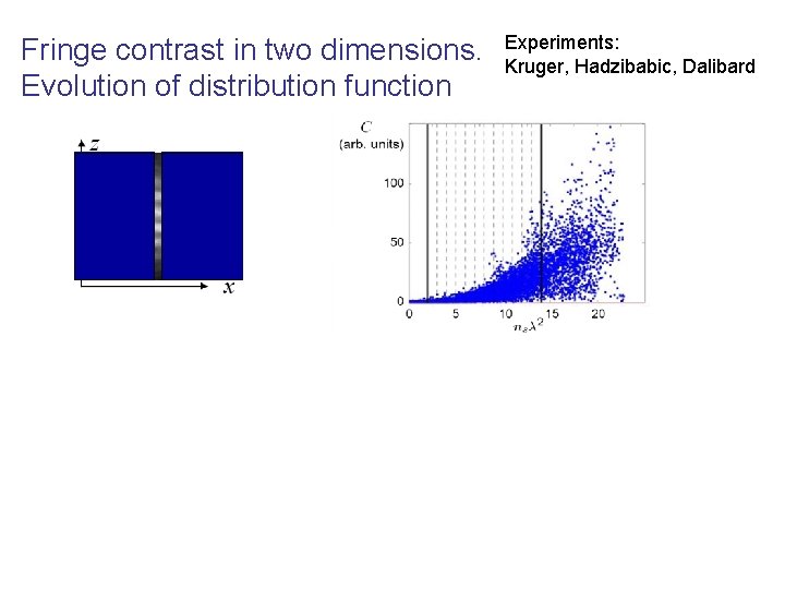 Fringe contrast in two dimensions. Evolution of distribution function Experiments: Kruger, Hadzibabic, Dalibard 