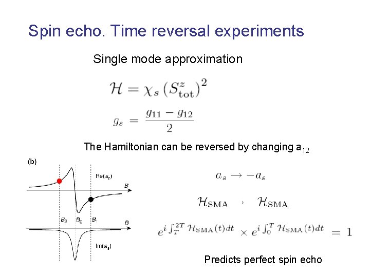 Spin echo. Time reversal experiments Single mode approximation The Hamiltonian can be reversed by