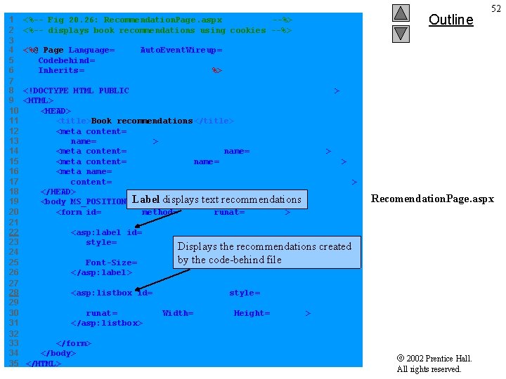 1 <%-- Fig 20. 26: Recommendation. Page. aspx --%> 2 <%-- displays book recommendations