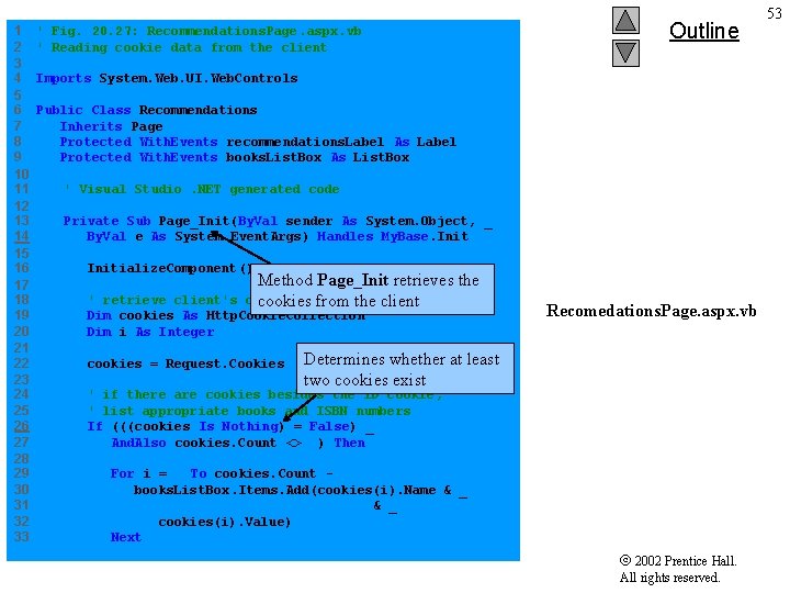 1 ' Fig. 20. 27: Recommendations. Page. aspx. vb 2 ' Reading cookie data