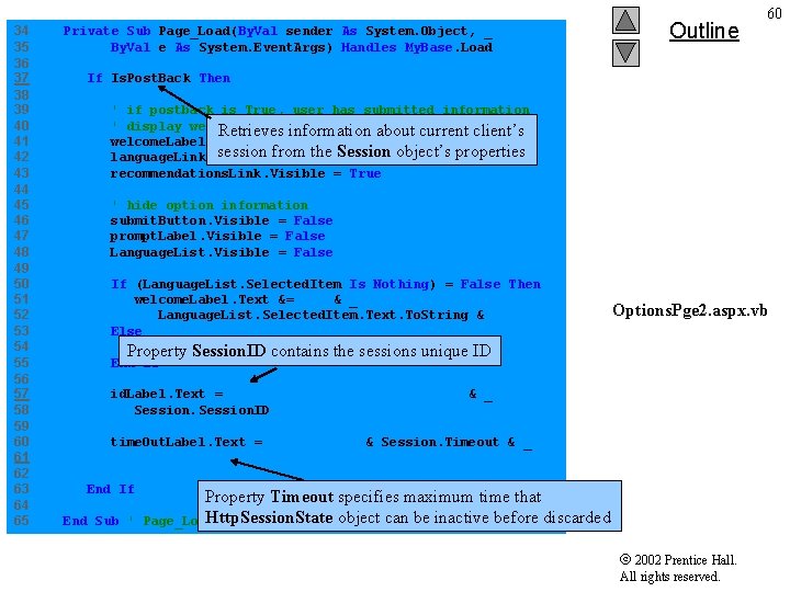 Outline 60 34 Private Sub Page_Load(By. Val sender As System. Object, _ 35 By.