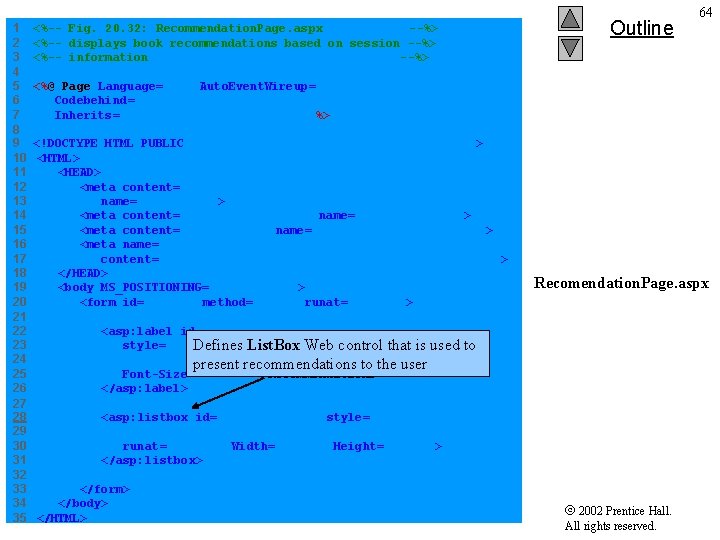 1 <%-- Fig. 20. 32: Recommendation. Page. aspx --%> 2 <%-- displays book recommendations