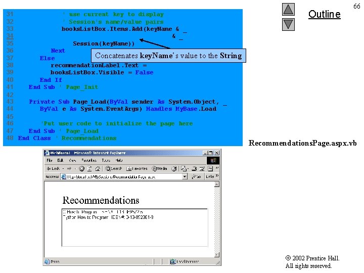 31 ' use current key to display 32 ' Session's name/value pairs 33 books.