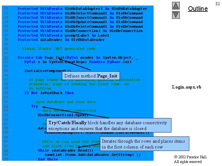 Outline 31 Protected With. Events Ole. Db. Data. Adapter 1 As Ole. Db. Data.