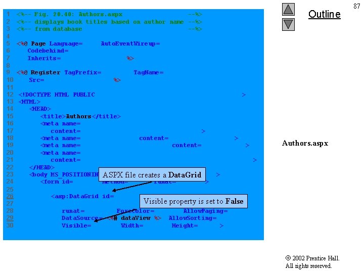 1 <%-- Fig. 20. 40: Authors. aspx --%> 2 <%-- displays book titles based