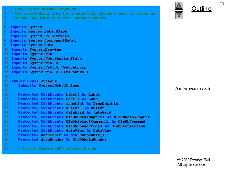 1 ' Fig. 20. 41: Authors. aspx. vb 2 ' The code-behind file for