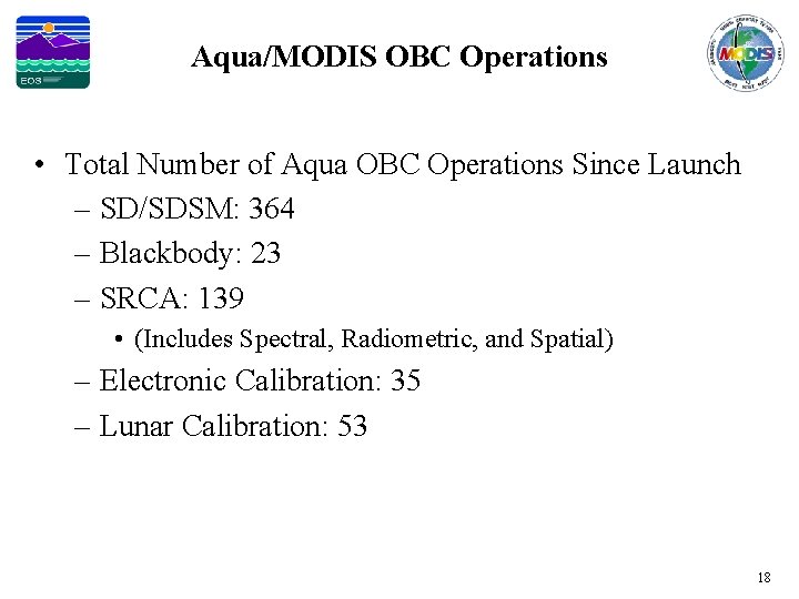 Aqua/MODIS OBC Operations • Total Number of Aqua OBC Operations Since Launch – SD/SDSM: