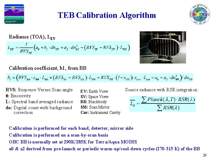 TEB Calibration Algorithm Radiance (TOA), LEV Calibration coefficient, b 1, from BB RVS: Response