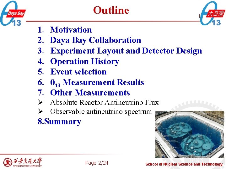 Outline 1. 2. 3. 4. 5. 6. 7. Page 2/27 Motivation Daya Bay Collaboration