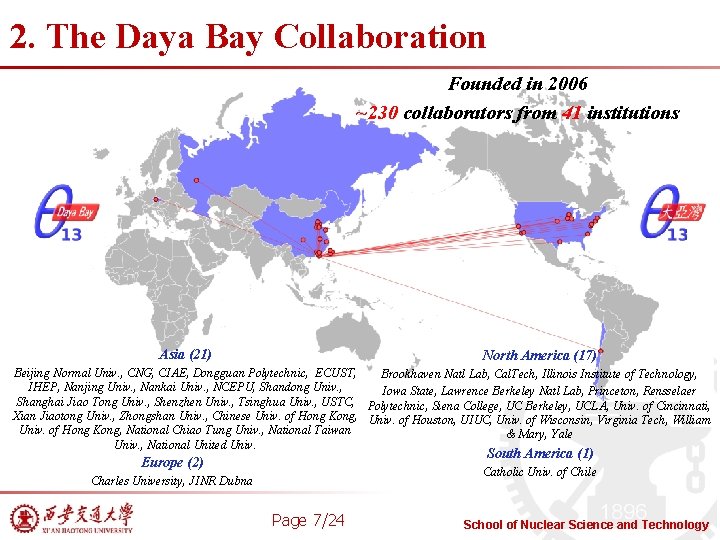 2. The Daya Bay Collaboration Founded in 2006 ~230 collaborators from 41 institutions Asia