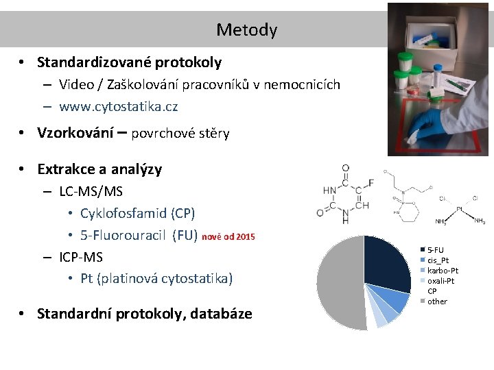 Metody • Standardizované protokoly – Video / Zaškolování pracovníků v nemocnicích – www. cytostatika.