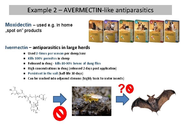 Example 2 – AVERMECTIN-like antiparasitics Moxidectin – used e. g. in home „spot on”