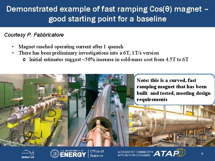 Demonstrated example of fast ramping Cos(θ) magnet – good starting point for a baseline