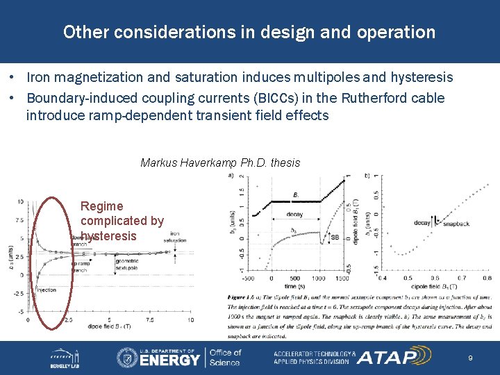 Other considerations in design and operation • Iron magnetization and saturation induces multipoles and