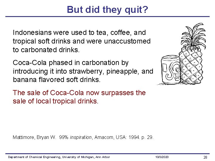 But did they quit? Indonesians were used to tea, coffee, and tropical soft drinks
