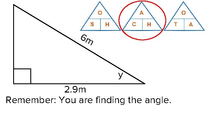 6 m y 2. 9 m Remember: You are finding the angle. 