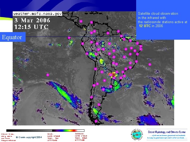 Satellite cloud observation in the infrared with the radiosonde stations active at 12 UTC