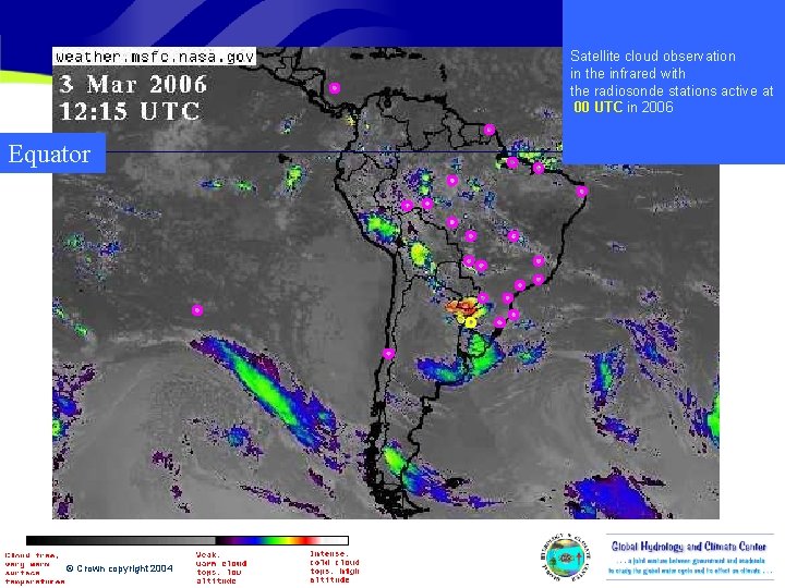 Satellite cloud observation in the infrared with the radiosonde stations active at 00 UTC