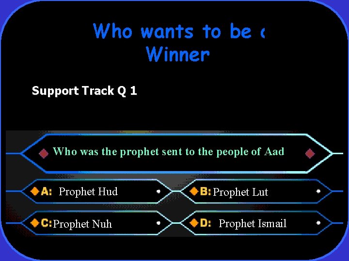 Who wants to be a Winner Support Track Q 1 Who was the prophet