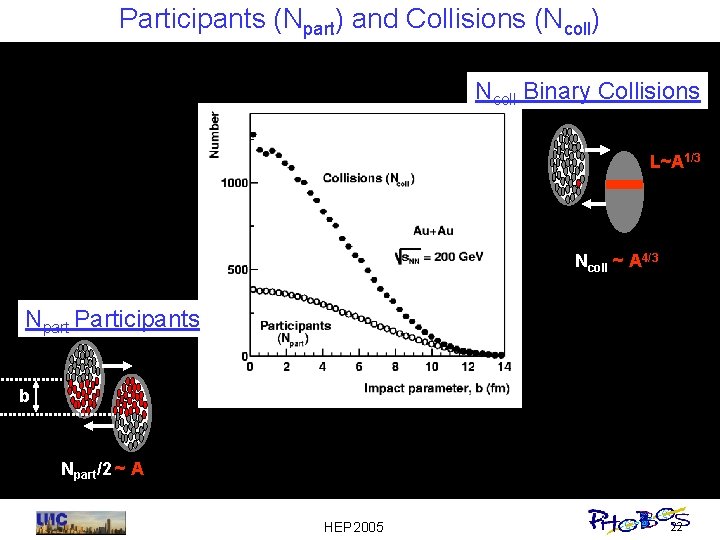 Participants (Npart) and Collisions (Ncoll) Ncoll Binary Collisions L~A 1/3 Ncoll ~ A 4/3