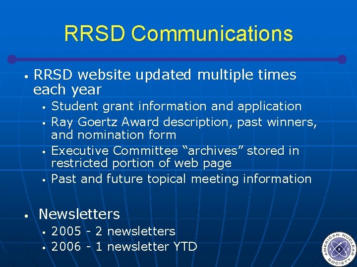 RRSD Communications • RRSD website updated multiple times each year • • • Student