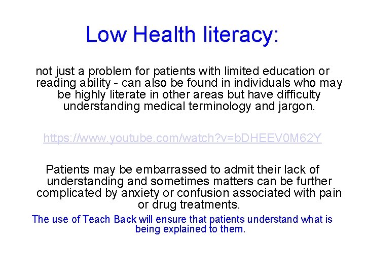 Low Health literacy: not just a problem for patients with limited education or reading