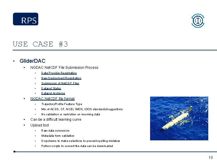 USE CASE #3 • Glider. DAC • • NGDAC Net. CDF File Submission Process