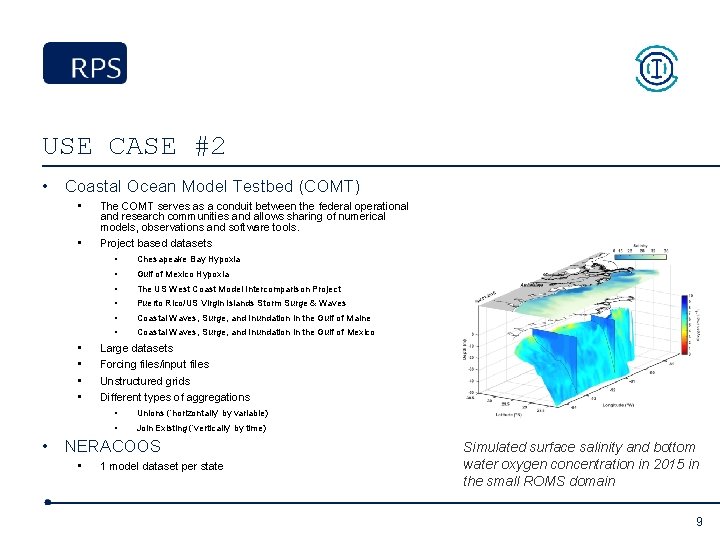 USE CASE #2 • Coastal Ocean Model Testbed (COMT) • The COMT serves as