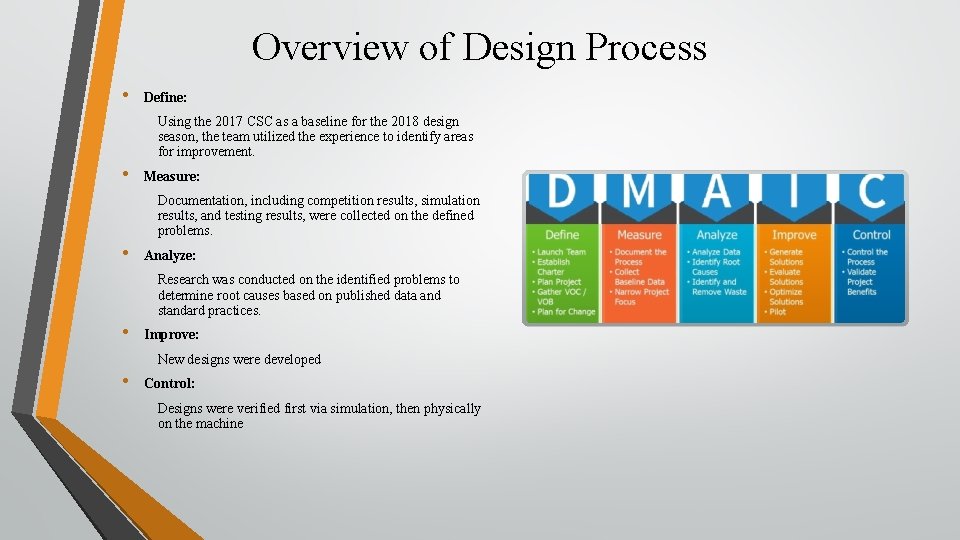 Overview of Design Process • Define: Using the 2017 CSC as a baseline for