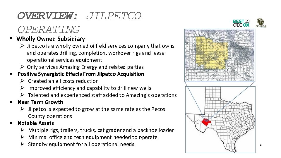 OVERVIEW: JILPETCO OPERATING § Wholly Owned Subsidiary Ø Jilpetco is a wholly owned oilfield