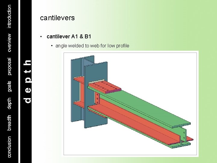 cantilevers • cantilever A 1 & B 1 • angle welded to web for