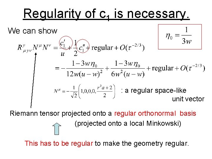 Regularity of c 1 is necessary. We can show : a regular space-like unit