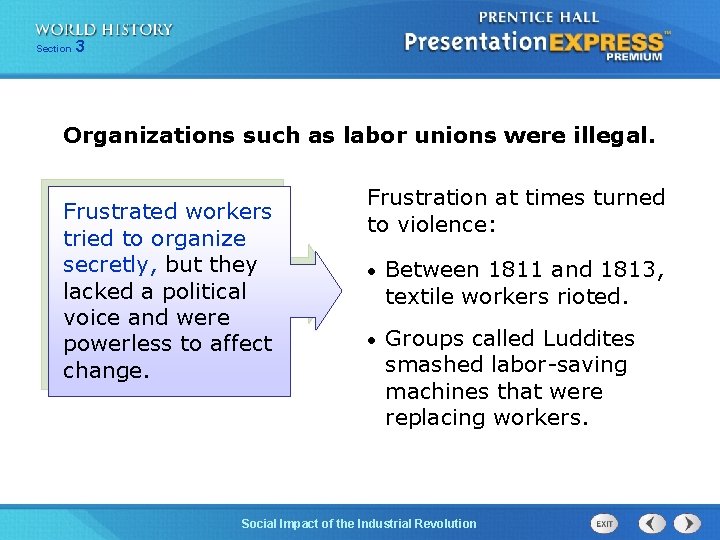 Chapter Section 25 3 Section 1 Organizations such as labor unions were illegal. Frustrated