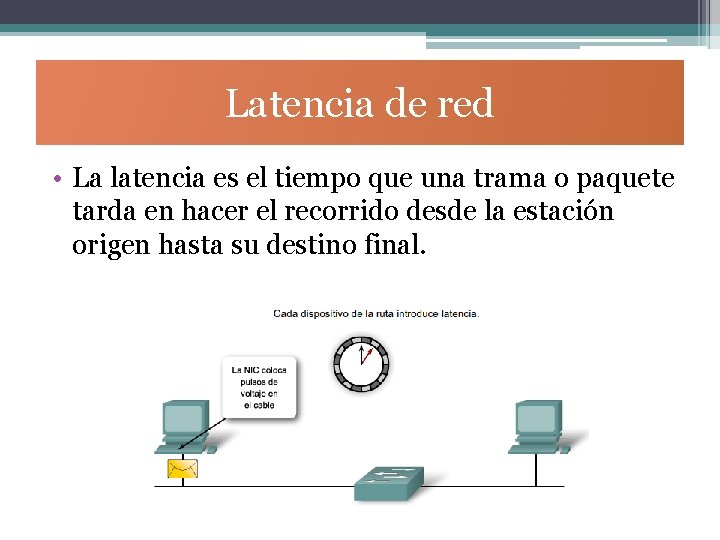 Latencia de red • La latencia es el tiempo que una trama o paquete