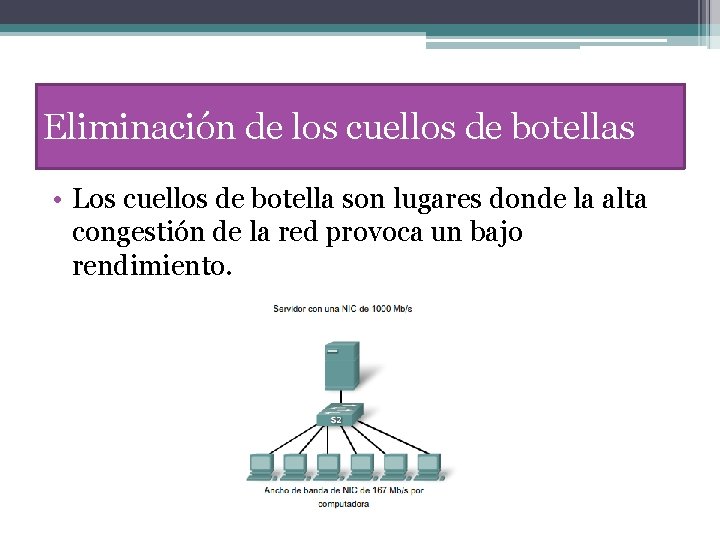 Eliminación de los cuellos de botellas • Los cuellos de botella son lugares donde