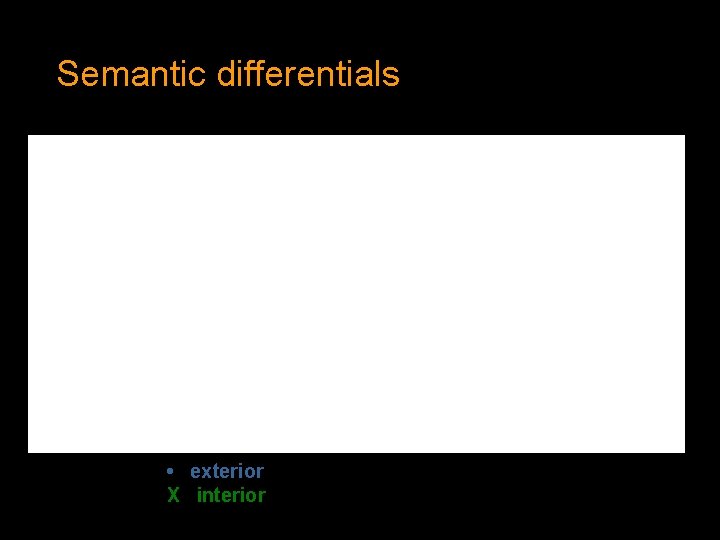 Semantic differentials • exterior X interior 