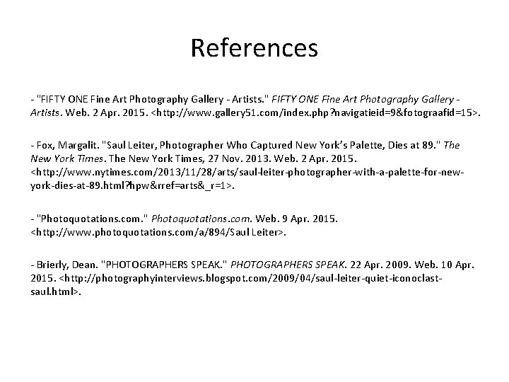 References - "FIFTY ONE Fine Art Photography Gallery - Artists. " FIFTY ONE Fine