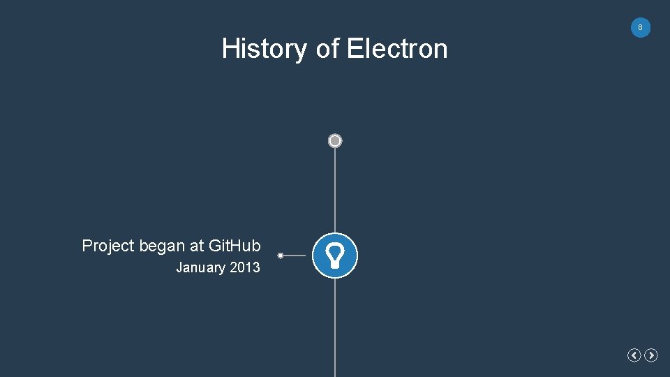 8 History of Electron Project began at Git. Hub January 2013 